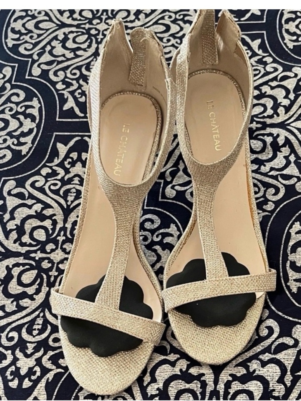 le chateau Champagne Gold T-Strap Sandals